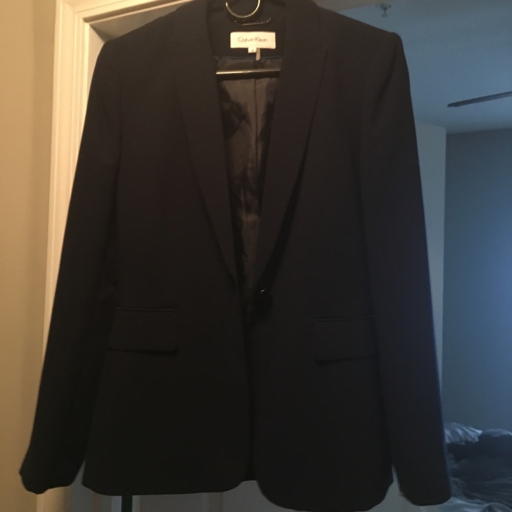 Navy Calvin Klein Suit Blazer Coat